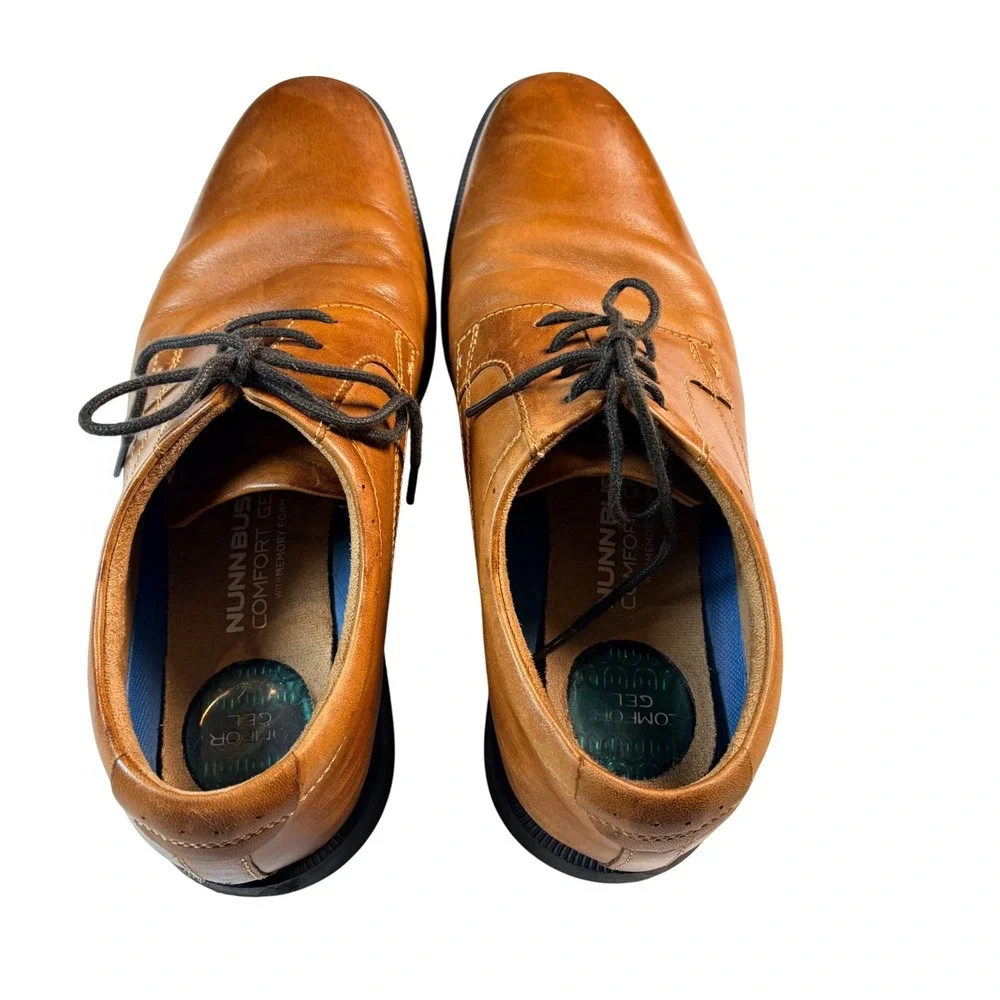 Nunn Bush Mens Tan Leather Lace Up Oxford Dress Shoes Comfort Gel Size 9M‎